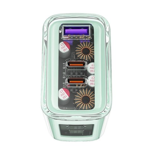 Acefast ładowarka GaN 65W 3 porty (1xUSB, 2xUSB C) szara (A45) Acefast ładowarka GaN 65W 3 porty (1xUSB, 2xUSB C) szara (A45)