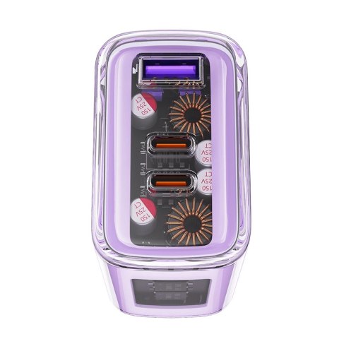 Acefast ładowarka GaN 65W 3 porty (1xUSB, 2xUSB C) szara (A45) Acefast ładowarka GaN 65W 3 porty (1xUSB, 2xUSB C) szara (A45)