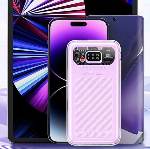 Acefast powerbank 10000mAh Sparkling Series szybkie ładowanie 30W fioletowy (M1) Acefast powerbank 10000mAh Sparkling Series szybkie ładowanie 30W fioletowy (M1)