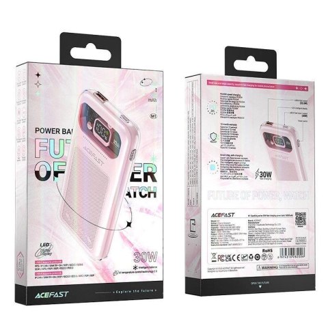 Acefast powerbank 10000mAh Sparkling Series szybkie ładowanie 30W różowy (M1) Acefast powerbank 10000mAh Sparkling Series szybkie ładowanie 30W różowy (M1)