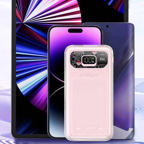 Acefast powerbank 10000mAh Sparkling Series szybkie ładowanie 30W różowy (M1) Acefast powerbank 10000mAh Sparkling Series szybkie ładowanie 30W różowy (M1)