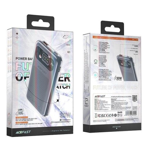 Acefast powerbank 10000mAh Sparkling Series szybkie ładowanie 30W szary (M1) Acefast powerbank 10000mAh Sparkling Series szybkie ładowanie 30W szary (M1)