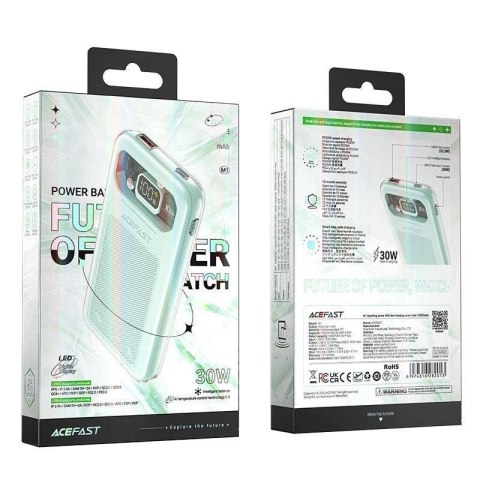 Acefast powerbank 10000mAh Sparkling Series szybkie ładowanie 30W zielony (M1) Acefast powerbank 10000mAh Sparkling Series szybkie ładowanie 30W zielony (M1)