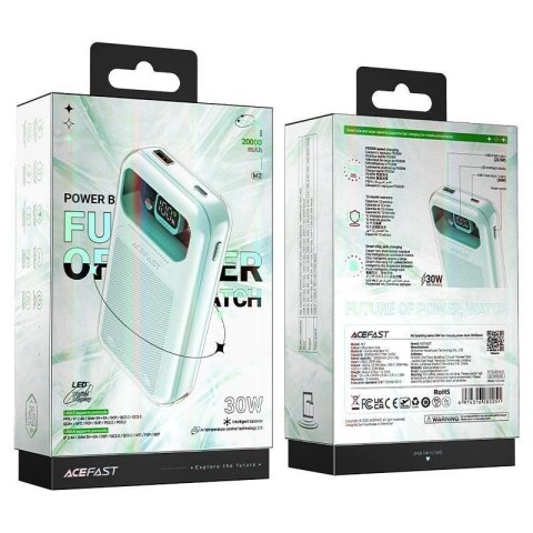 Acefast powerbank 20000mAh Sparkling Series szybkie ładowanie 30W zielony (M2) Acefast powerbank 20000mAh Sparkling Series szybkie ładowanie 30W zielony (M2)