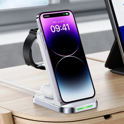 Bezprzewodowa stacja ładująca Acefast E15 3w1 do iPhone, AirPodsów, Apple Watcha - biała Bezprzewodowa stacja ładująca Acefast E15 3w1 do iPhone, AirPodsów, Apple Watcha - biała