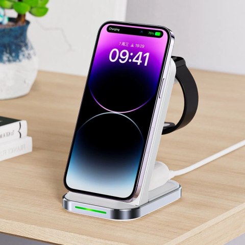 Bezprzewodowa stacja ładująca Acefast E15 3w1 do iPhone, AirPodsów, Apple Watcha - biała Bezprzewodowa stacja ładująca Acefast E15 3w1 do iPhone, AirPodsów, Apple Watcha - biała