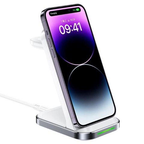 Bezprzewodowa stacja ładująca Acefast E15 3w1 do iPhone, AirPodsów, Apple Watcha - biała Bezprzewodowa stacja ładująca Acefast E15 3w1 do iPhone, AirPodsów, Apple Watcha - biała