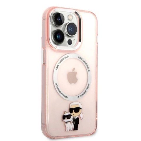 Etui Karl Lagerfeld Iconic Karl&Choupette MagSafe na iPhone 14 Pro Max - różowe Etui Karl Lagerfeld Iconic Karl&Choupette MagSafe na iPhone 14 Pro Max - różowe