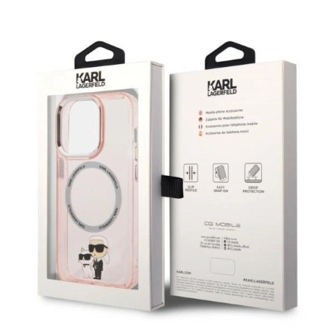 Etui Karl Lagerfeld Iconic Karl&Choupette MagSafe na iPhone 14 Pro Max - różowe Etui Karl Lagerfeld Iconic Karl&Choupette MagSafe na iPhone 14 Pro Max - różowe