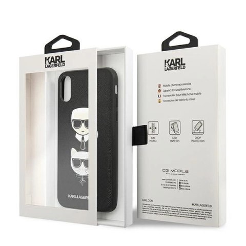 Etui Karl Lagerfeld Saffiano Karl&Choupette Head na iPhone X/XS - czarne Etui Karl Lagerfeld Saffiano Karl&Choupette Head na iPhone X/XS - czarne