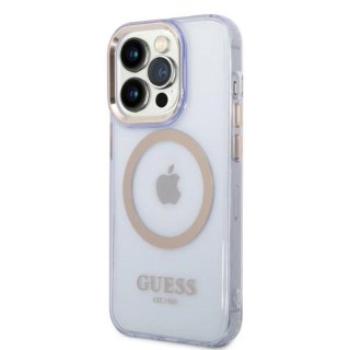 Etui Guess Gold Outline Translucent MagSafe na iPhone 14 Pro Max 6,7" - purpurowe