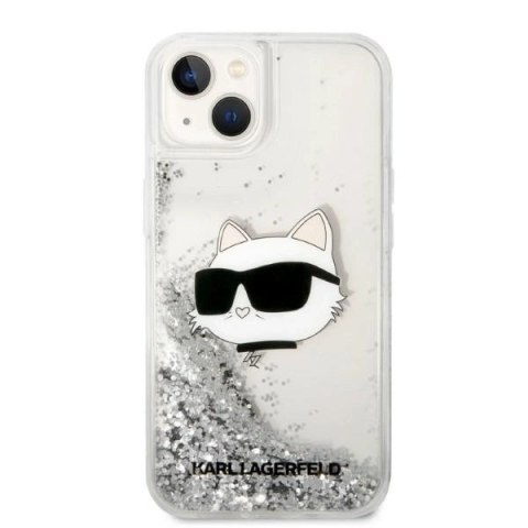 Etui Karl Lagerfeld Glitter Choupette Head na iPhone 14 Plus - srebrne Etui Karl Lagerfeld Glitter Choupette Head na iPhone 14 Plus - srebrne