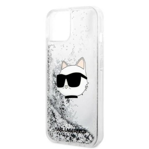 Etui Karl Lagerfeld Glitter Choupette Head na iPhone 14 Plus - srebrne Etui Karl Lagerfeld Glitter Choupette Head na iPhone 14 Plus - srebrne