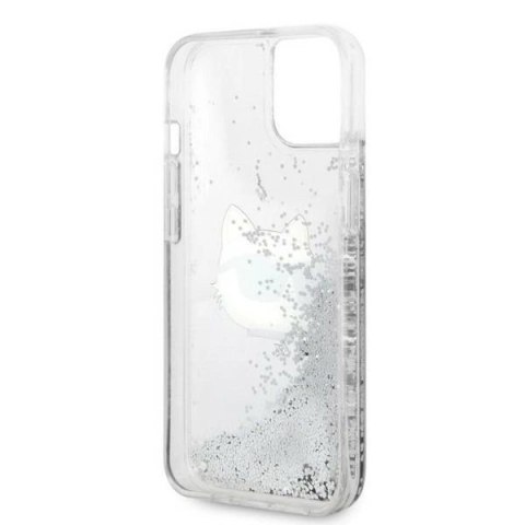 Etui Karl Lagerfeld Glitter Choupette Head na iPhone 14 Plus - srebrne Etui Karl Lagerfeld Glitter Choupette Head na iPhone 14 Plus - srebrne