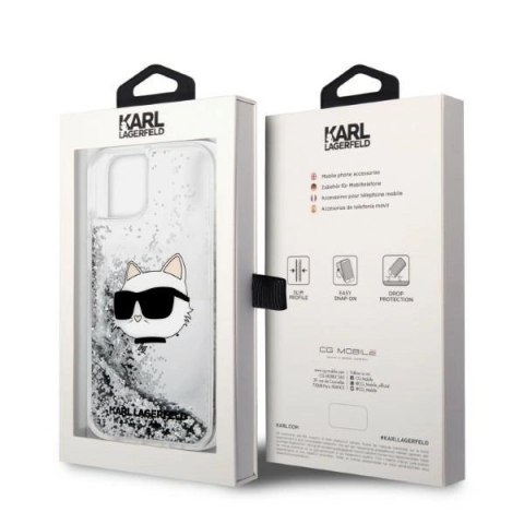 Etui Karl Lagerfeld Glitter Choupette Head na iPhone 14 Plus - srebrne Etui Karl Lagerfeld Glitter Choupette Head na iPhone 14 Plus - srebrne