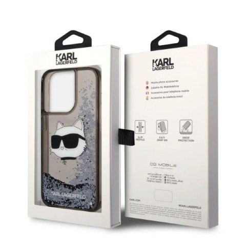 Etui Karl Lagerfeld Glitter Choupette Head na iPhone 14 Pro - czarne Etui Karl Lagerfeld Glitter Choupette Head na iPhone 14 Pro - czarne