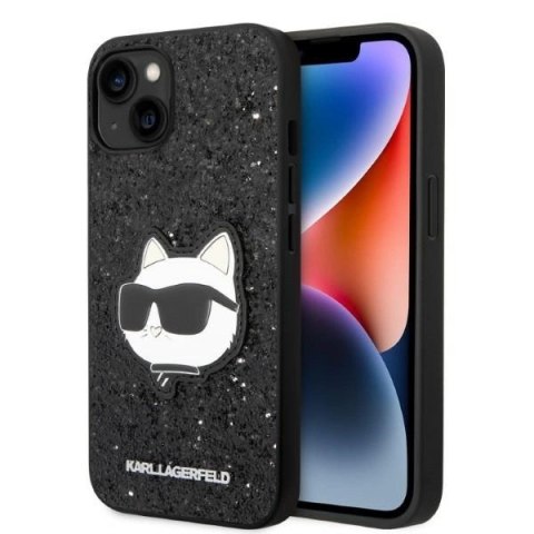 Etui Karl Lagerfeld Glitter Choupette Patch na iPhone 14 Plus - czarne Etui Karl Lagerfeld Glitter Choupette Patch na iPhone 14 Plus - czarne
