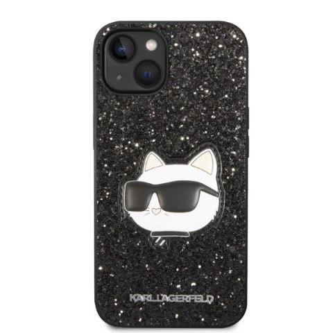 Etui Karl Lagerfeld Glitter Choupette Patch na iPhone 14 Plus - czarne Etui Karl Lagerfeld Glitter Choupette Patch na iPhone 14 Plus - czarne
