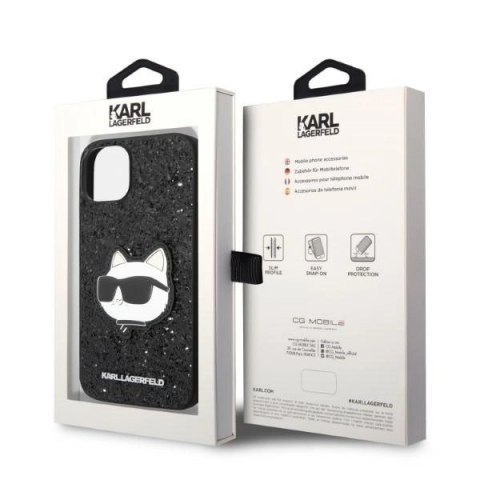 Etui Karl Lagerfeld Glitter Choupette Patch na iPhone 14 Plus - czarne Etui Karl Lagerfeld Glitter Choupette Patch na iPhone 14 Plus - czarne