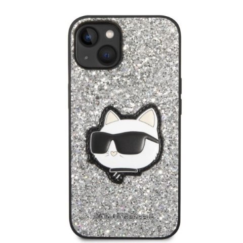 Etui Karl Lagerfeld Glitter Choupette Patch na iPhone 14 Plus - srebrne