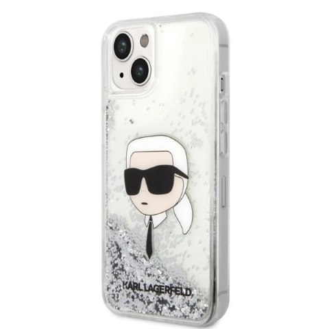 Etui Karl Lagerfeld Glitter Karl's Head na iPhone 14 Plus - srebrne Etui Karl Lagerfeld Glitter Karl's Head na iPhone 14 Plus - srebrne