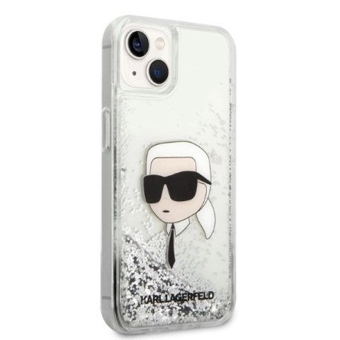 Etui Karl Lagerfeld Glitter Karl's Head na iPhone 14 Plus - srebrne Etui Karl Lagerfeld Glitter Karl's Head na iPhone 14 Plus - srebrne