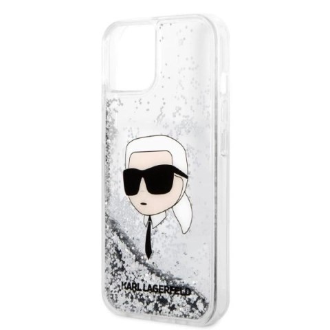 Etui Karl Lagerfeld Glitter Karl's Head na iPhone 14 Plus - srebrne Etui Karl Lagerfeld Glitter Karl's Head na iPhone 14 Plus - srebrne