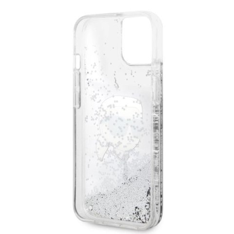 Etui Karl Lagerfeld Glitter Karl's Head na iPhone 14 Plus - srebrne Etui Karl Lagerfeld Glitter Karl's Head na iPhone 14 Plus - srebrne
