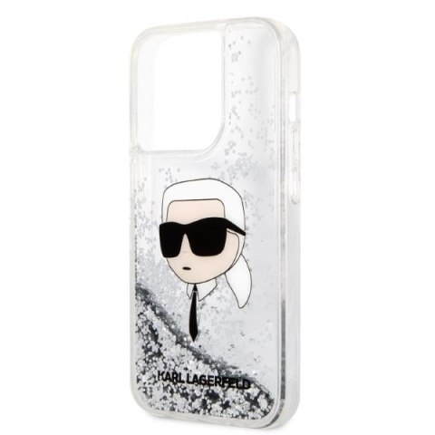 Etui Karl Lagerfeld Glitter Karl's Head na iPhone 14 Pro - srebrne Etui Karl Lagerfeld Glitter Karl's Head na iPhone 14 Pro - srebrne