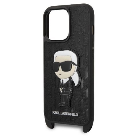 Etui Karl Lagerfeld Monogram Ikonik Patch na iPhone 14 Pro - czarne Etui Karl Lagerfeld Monogram Ikonik Patch na iPhone 14 Pro - czarne
