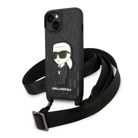 Etui Karl Lagerfeld Monogram Ikonik Patch na iPhone 14 - czarne Etui Karl Lagerfeld Monogram Ikonik Patch na iPhone 14 - czarne