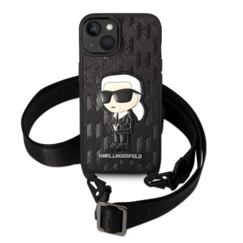 Etui Karl Lagerfeld Monogram Ikonik Patch na iPhone 14 - czarne Etui Karl Lagerfeld Monogram Ikonik Patch na iPhone 14 - czarne