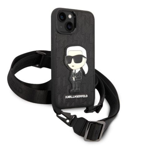 Etui Karl Lagerfeld Monogram Ikonik Patch na iPhone 14 - czarne Etui Karl Lagerfeld Monogram Ikonik Patch na iPhone 14 - czarne