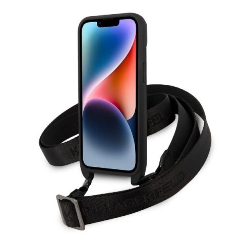 Etui Karl Lagerfeld Monogram Ikonik Patch na iPhone 14 - czarne Etui Karl Lagerfeld Monogram Ikonik Patch na iPhone 14 - czarne