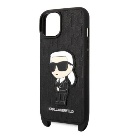Etui Karl Lagerfeld Monogram Ikonik Patch na iPhone 14 - czarne Etui Karl Lagerfeld Monogram Ikonik Patch na iPhone 14 - czarne