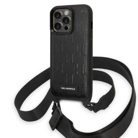 Etui Karl Lagerfeld Monogram Plaque Logo Strap na iPhone 14 Pro - czarne Etui Karl Lagerfeld Monogram Plaque Logo Strap na iPhone 14 Pro - czarne