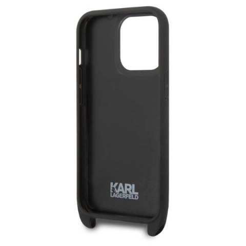 Etui Karl Lagerfeld Monogram Plaque Logo Strap na iPhone 14 Pro - czarne Etui Karl Lagerfeld Monogram Plaque Logo Strap na iPhone 14 Pro - czarne
