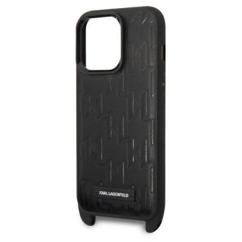 Etui Karl Lagerfeld Monogram Plaque Logo Strap na iPhone 14 Pro - czarne Etui Karl Lagerfeld Monogram Plaque Logo Strap na iPhone 14 Pro - czarne