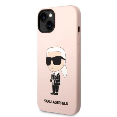 Etui Karl Lagerfeld Silicone Ikonik MagSafe na iPhone 14 - różowe Etui Karl Lagerfeld Silicone Ikonik MagSafe na iPhone 14 - różowe