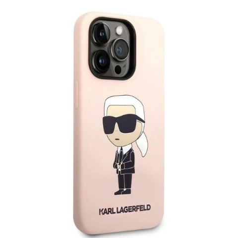 Etui Karl Lagerfeld Silicone Ikonik na iPhone 14 Pro - różowe Etui Karl Lagerfeld Silicone Ikonik na iPhone 14 Pro - różowe