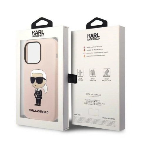 Etui Karl Lagerfeld Silicone Ikonik na iPhone 14 Pro - różowe Etui Karl Lagerfeld Silicone Ikonik na iPhone 14 Pro - różowe