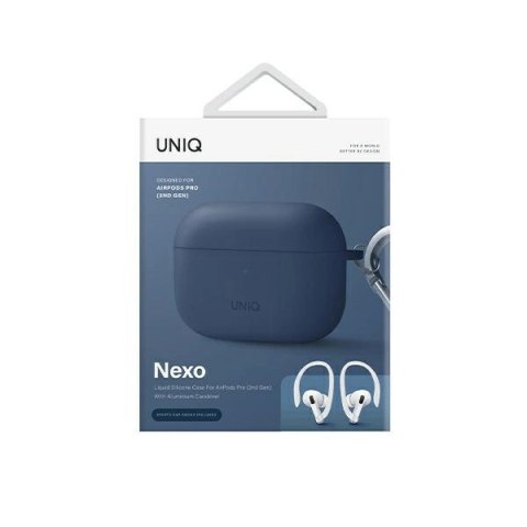 Etui Uniq Nexo na AirPods Pro 2 + haczyki na uszy - niebieskie Etui Uniq Nexo na AirPods Pro 2 + haczyki na uszy - niebieskie