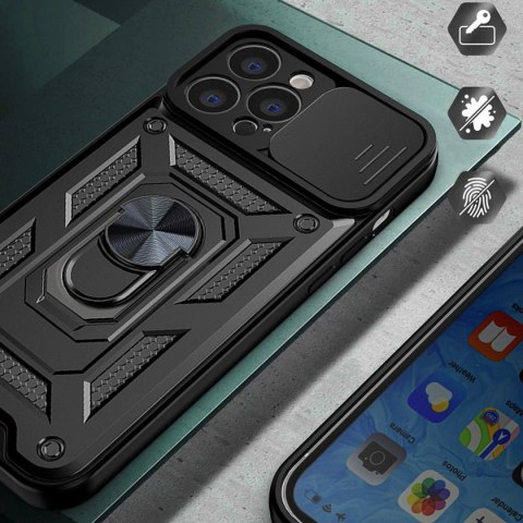 Hybrid Armor Camshield etui Vivo Y35 / Vivo Y22 / Vivo Y22s pancerny pokrowiec z osłoną na aparat czarne Hybrid Armor Camshield etui Vivo Y35 / Vivo Y22 / Vivo Y22s pancerny pokrowiec z osłoną na aparat czarne
