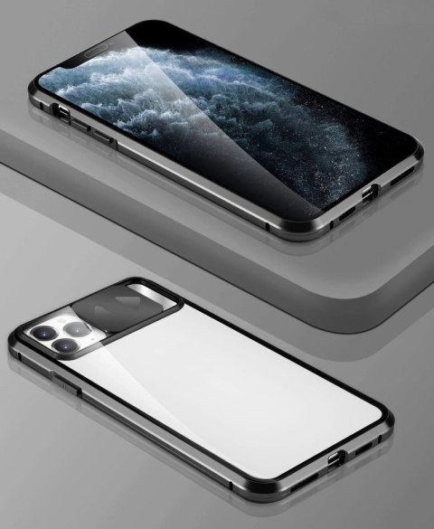 Wozinsky Magnetic Cam Slider Case magnetyczne etui 360 na cały telefon szkło na ekran osłona na aparat Huawei P40 Lite 5G czarny