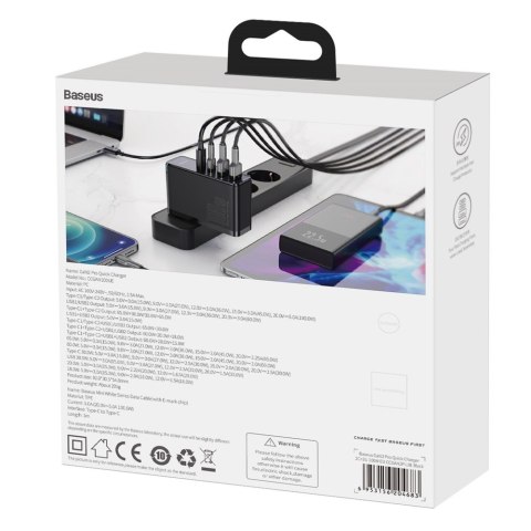 Baseus ładowarka sieciowa GaN2 Pro PD 100W 2x USB-C 2x USB czarna Baseus ładowarka sieciowa GaN2 Pro PD 100W 2x USB-C 2x USB czarna