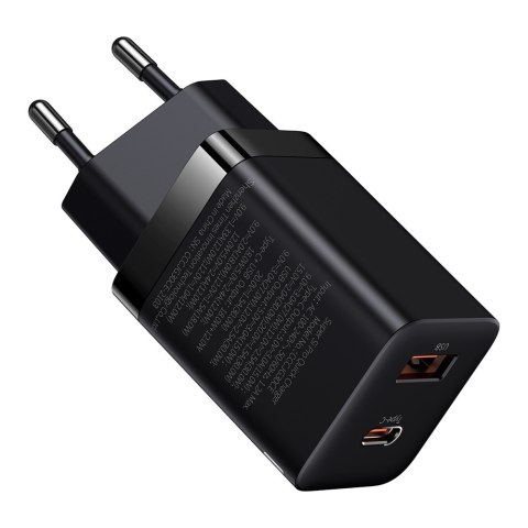 Baseus ładowarka sieciowa Super Si PD 30W 1x USB-C 1x USB czarna Baseus ładowarka sieciowa Super Si PD 30W 1x USB-C 1x USB czarna
