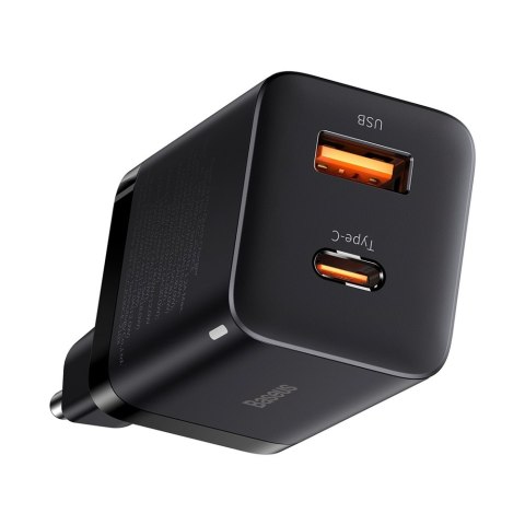Baseus ładowarka sieciowa Super Si PD 30W 1x USB-C 1x USB czarna Baseus ładowarka sieciowa Super Si PD 30W 1x USB-C 1x USB czarna
