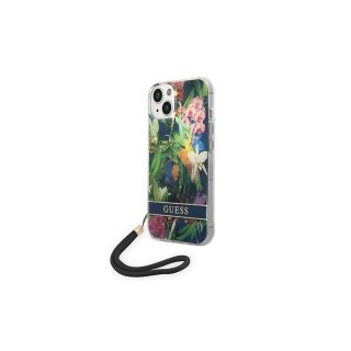 Guess nakładka do iPhone 14 6,1" GUOHCP14SHFLSB niebieska HC PC/TPU Flower Cord