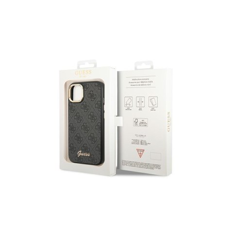 Guess nakładka do iPhone 14 Plus 6,7" GUHCP14MHG4SHK czarna HC PC/TPU 4G PU Metal Outline Script