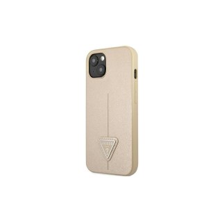 Guess nakładka do iPhone 14 Pro 6,1" GUHCP14LPSATLE beżowa HC Saffiano PU Triangle